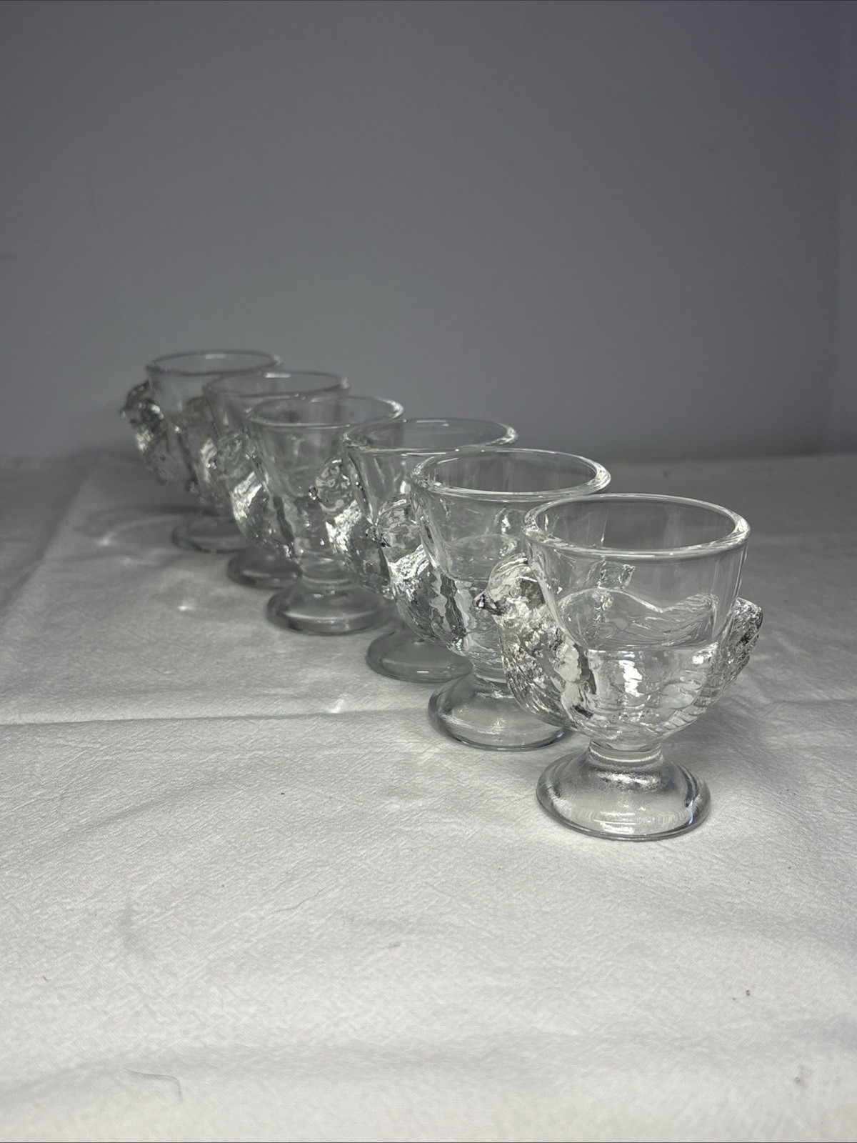 Set Of 6 Vintage Chicken Egg Cup Clear Glass France Luminarc 2.75” H
