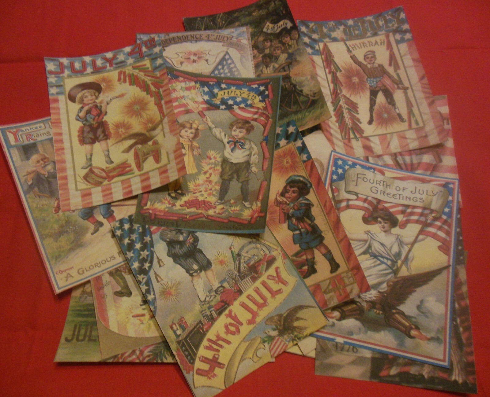 Set of 16 LARGE 4th of July vintage patriotic Set # 2 old vintage images