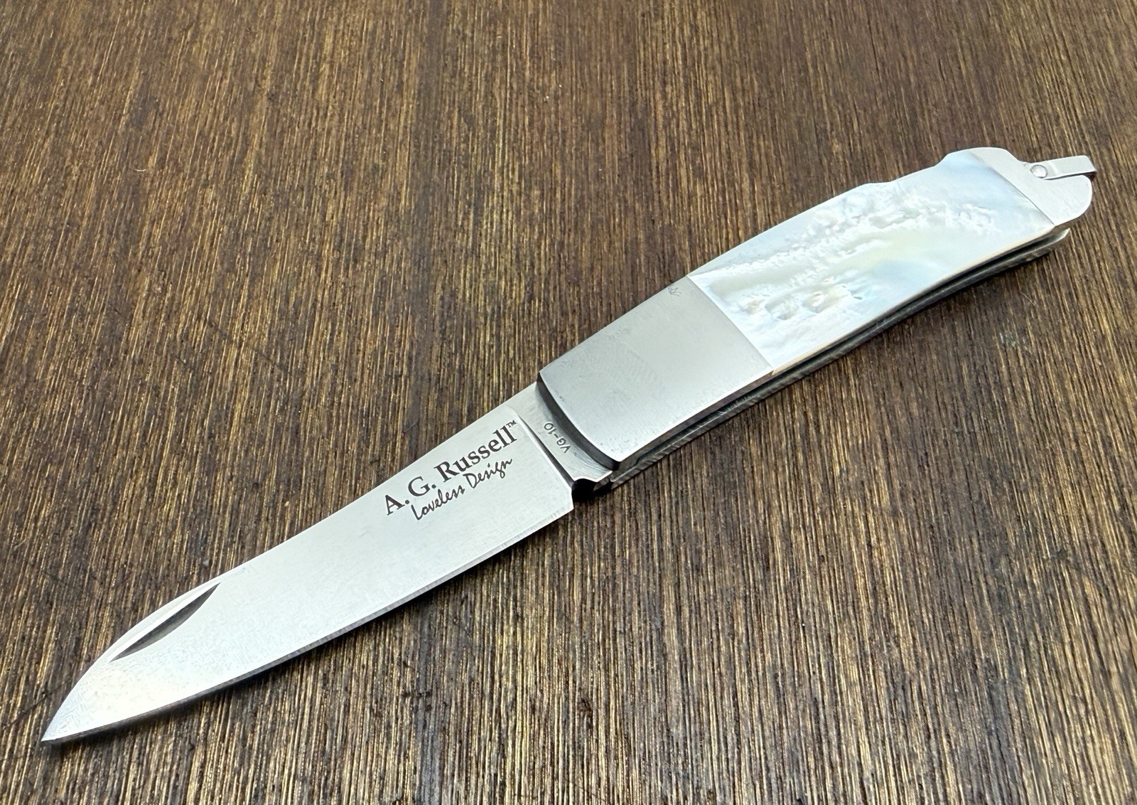 A. G. Russell Pocket Knife Mother Of Pearl Handle Made In Japan Magnificent.