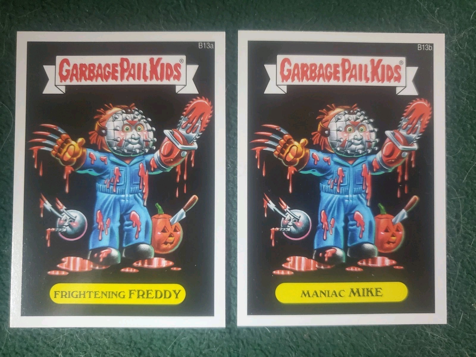 Garbage Pail Kids bonus Card Set Maniac Mike/frightening Freddy B13 A/B Rare Garbage Pail Kids bonus Card Set Maniac Mike/frightening Freddy B13 A/B Rare