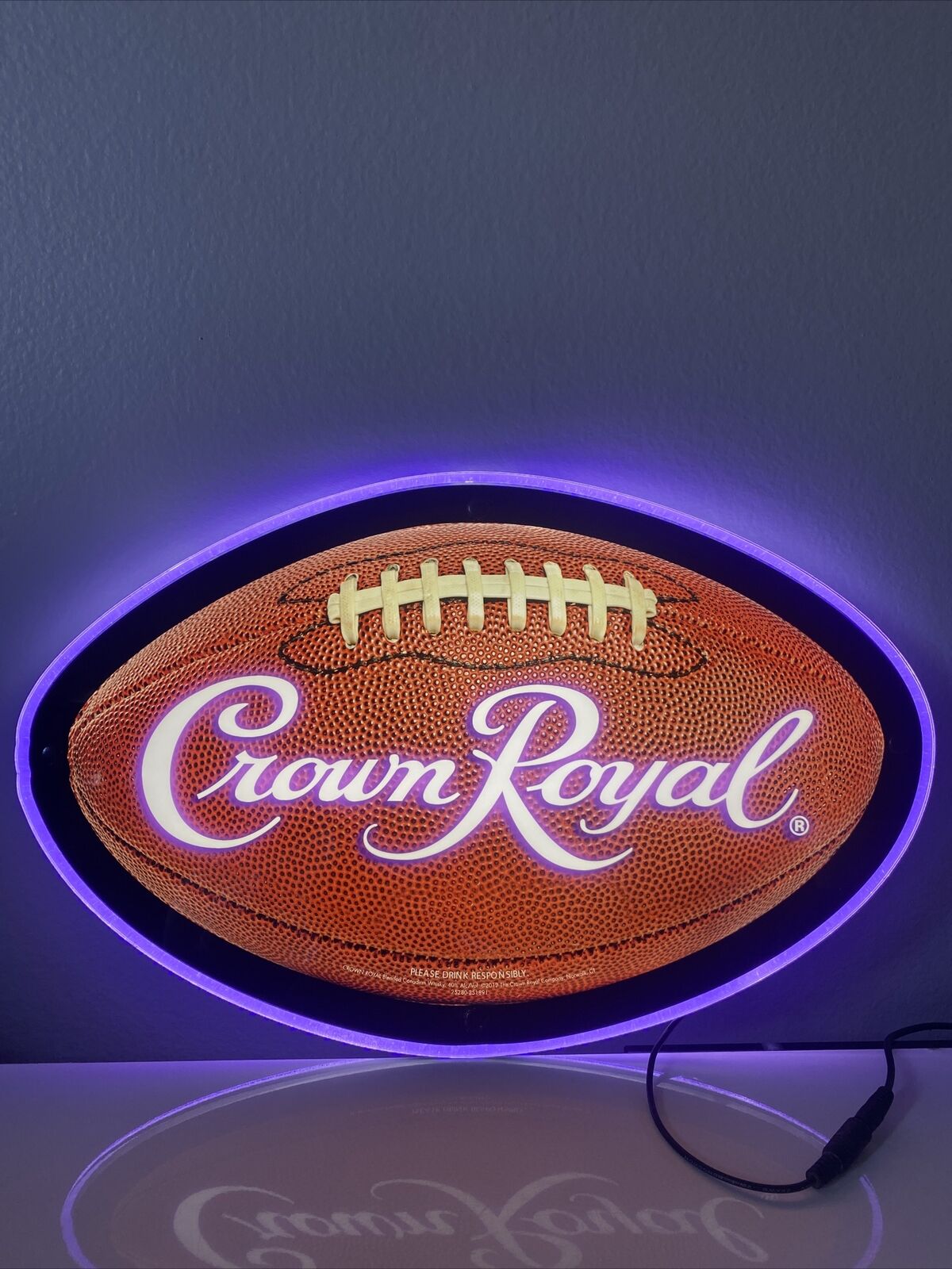 CROWN ROYAL FOOTBALL LED BAR SIGN MAN CAVE GARAGE DECOR LIGHT WHISKY WHISKEY 