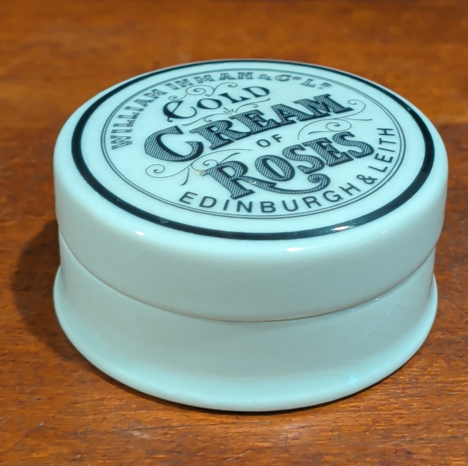 VINTAGE WILLIAM INMAN COLD CREAM OF ROSES JAR - EDINBURGH & LEITH