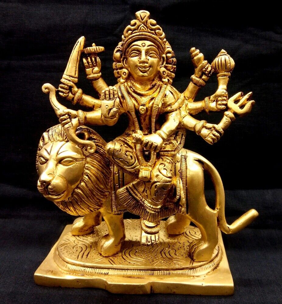 Goddess Durga Idol In Pure Solid Shining Brass