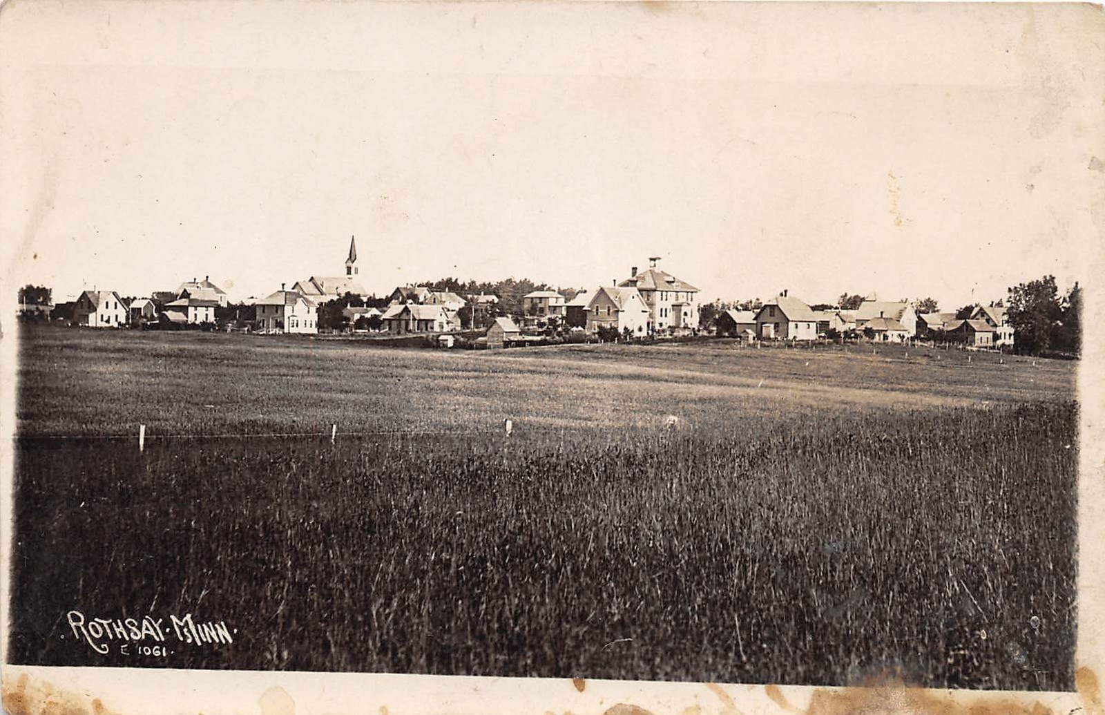 E49/ Rothsay Minnesota Mn Real Photo RPPC Postcard c1910 Church Homes View