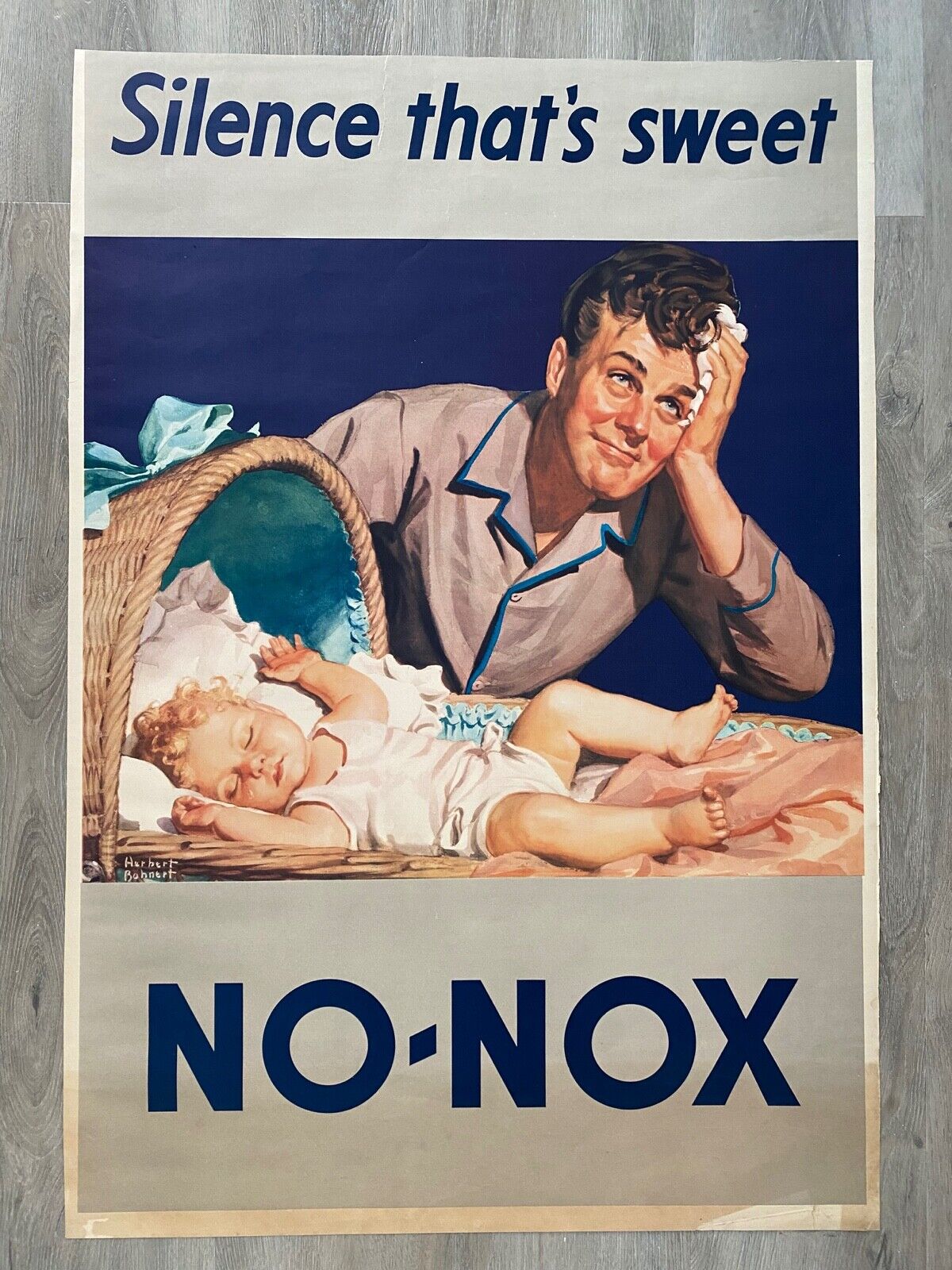 Vintage Antique Original 1941 GULF NO NOX Poster Silence That\'s Sweet Sign 27x39