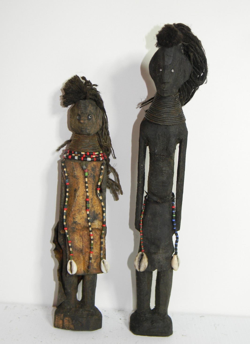 2 Turkana Kenya African Ikoku Fertility Ngide Beaded Hand Carved Wood Dolls #5 2 Turkana Kenya African Ikoku Fertility Ngide Beaded Hand Carved Wood Dolls #5