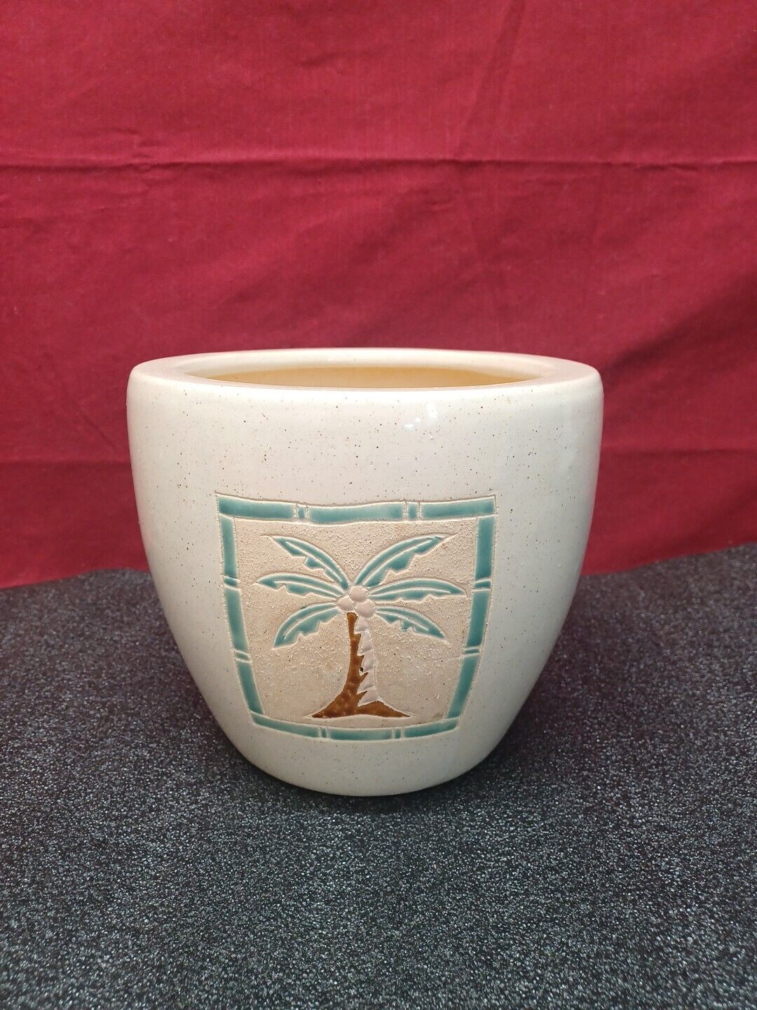 Porcelain Ceramic Vase Oval Flat Palm Tree