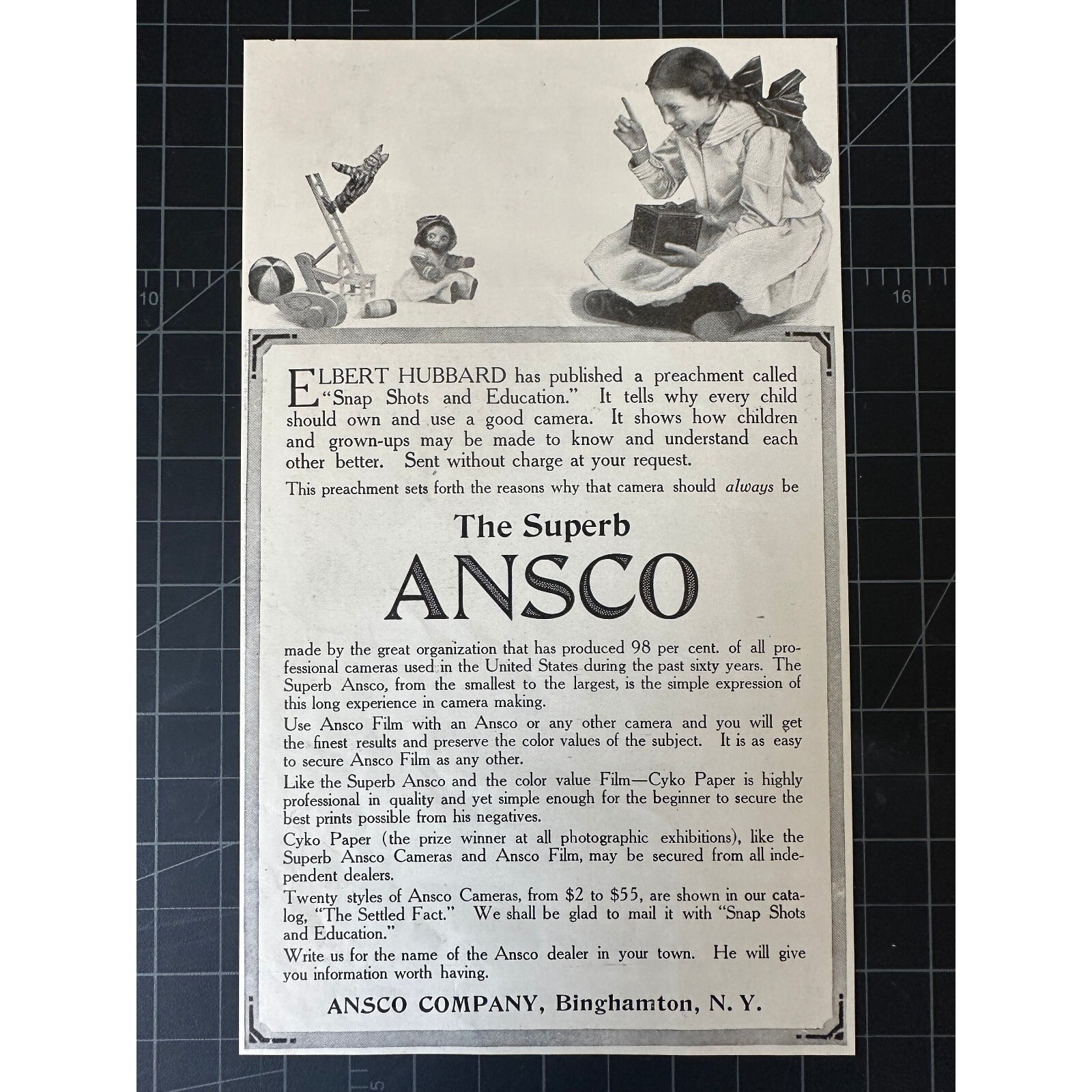 Antique 1912 Ansco Camera Print Ad