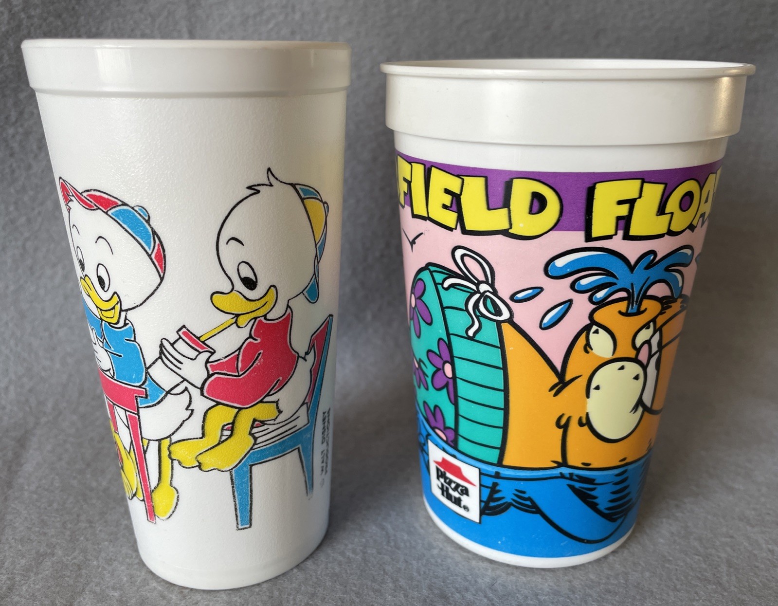 VTG Lot Of 2 Cups & 80’s Donald Duck & Nephews , 1992 Garfield Pizza Hut Cup