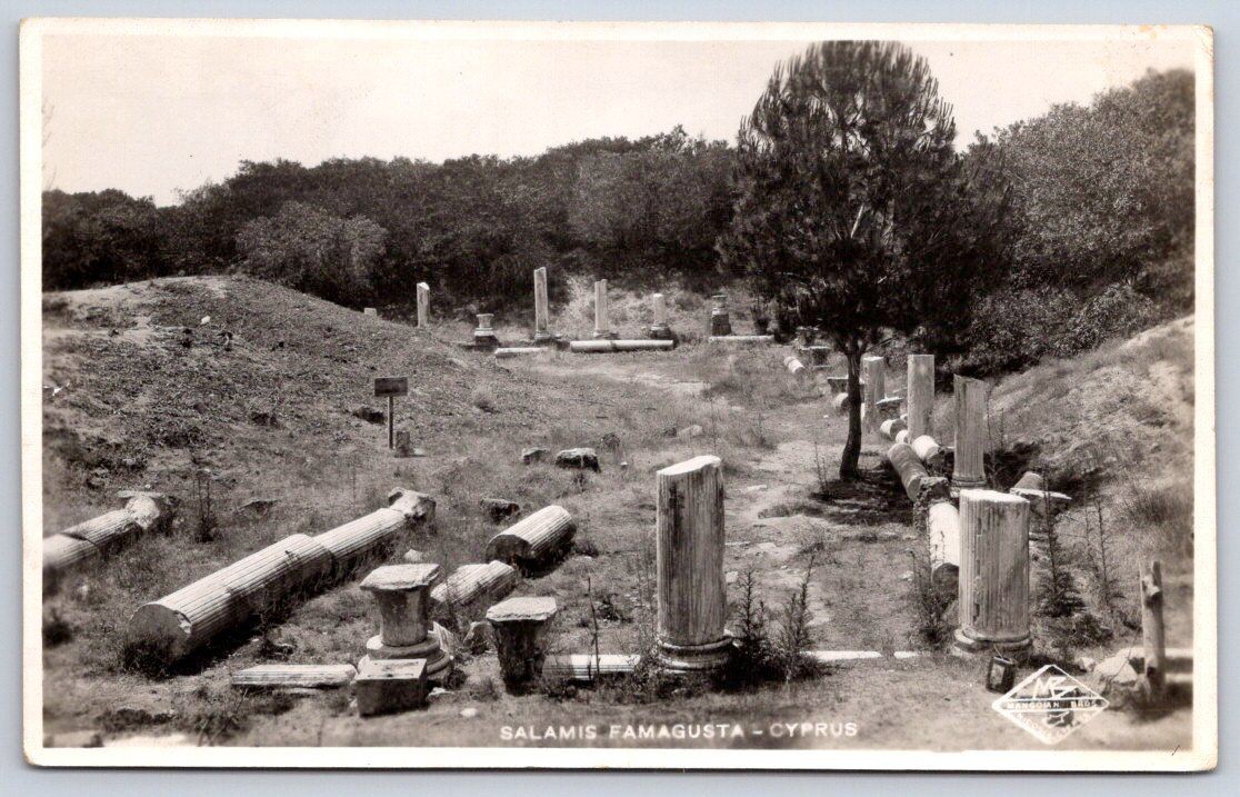 Antique Cyprus Postcard SALAMIS Famagusta Ancient Ruins RPPC