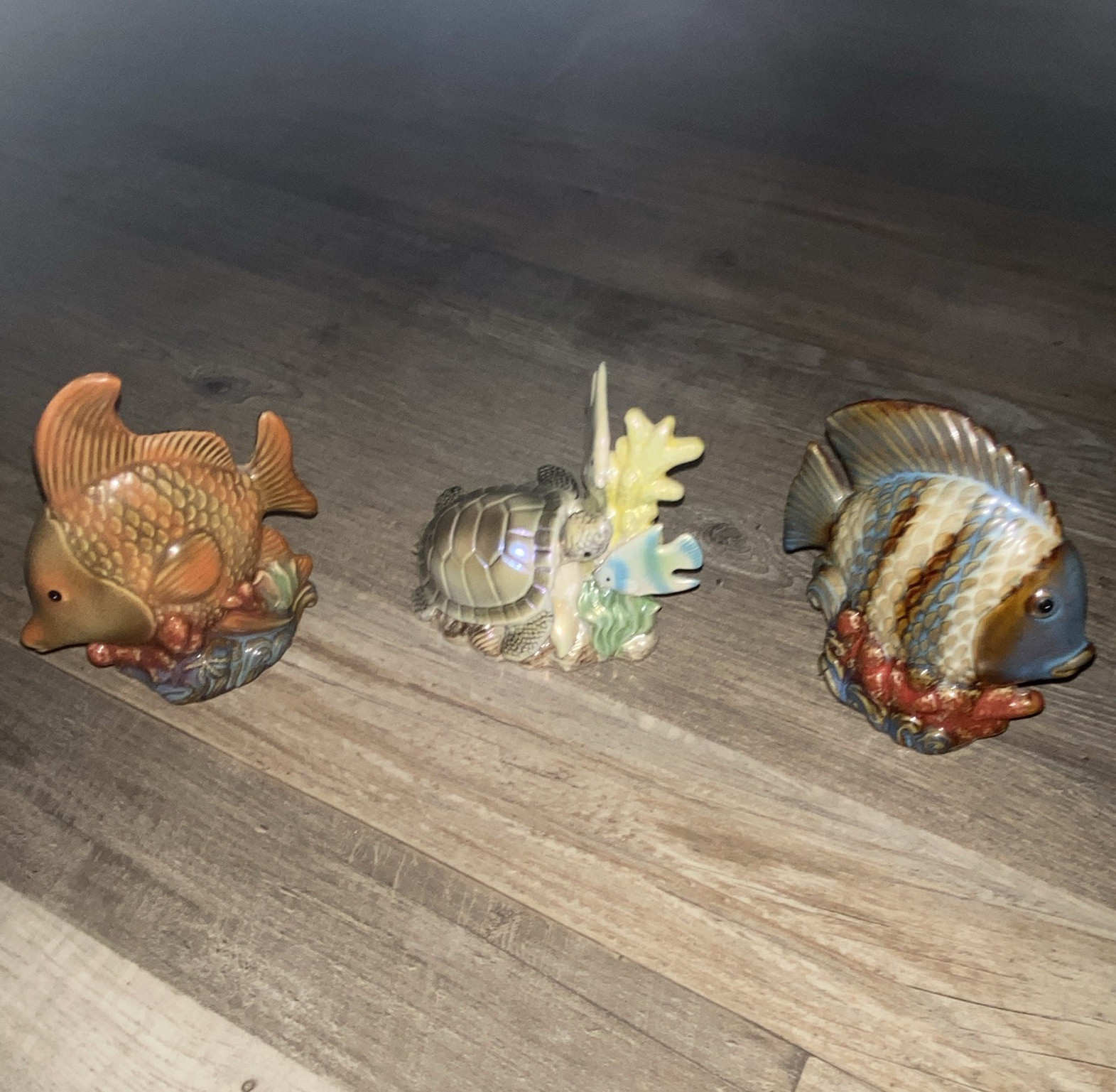 3-Piece Fish Figurine Set - Fish Animal Figurines Collection Lot