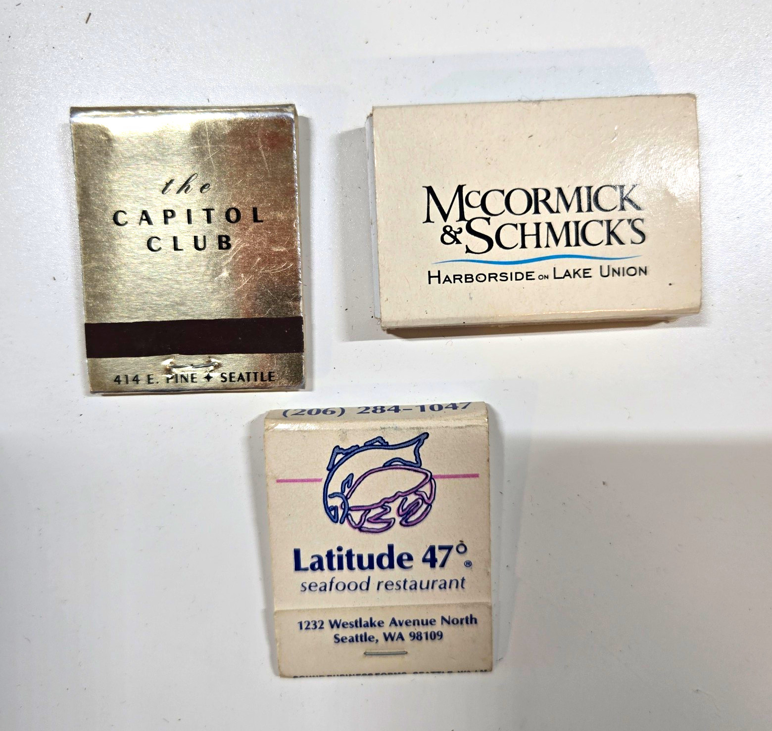 Vntg Seattle Restaurant Matchbooks Lot of 3 Latitude 47, Capitol Club