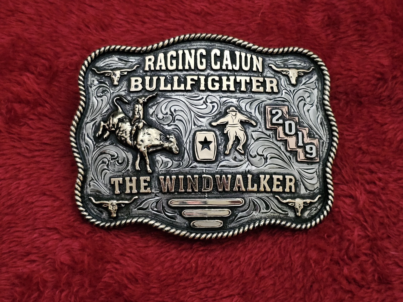 X~Treme RAGIN CAJUN BULLFIGHTING RODEO CHAMPION TROPHY BUCKLE☆Rare☆2019☆392