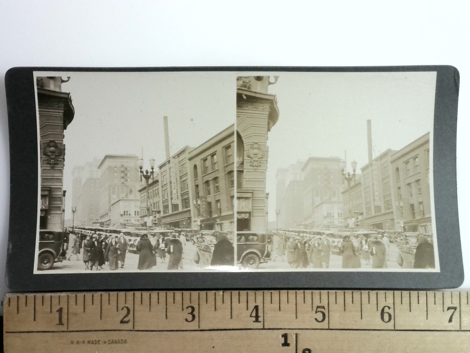Toronto Street Scene Stereoview Card 1933 Urban Cityscape Antique