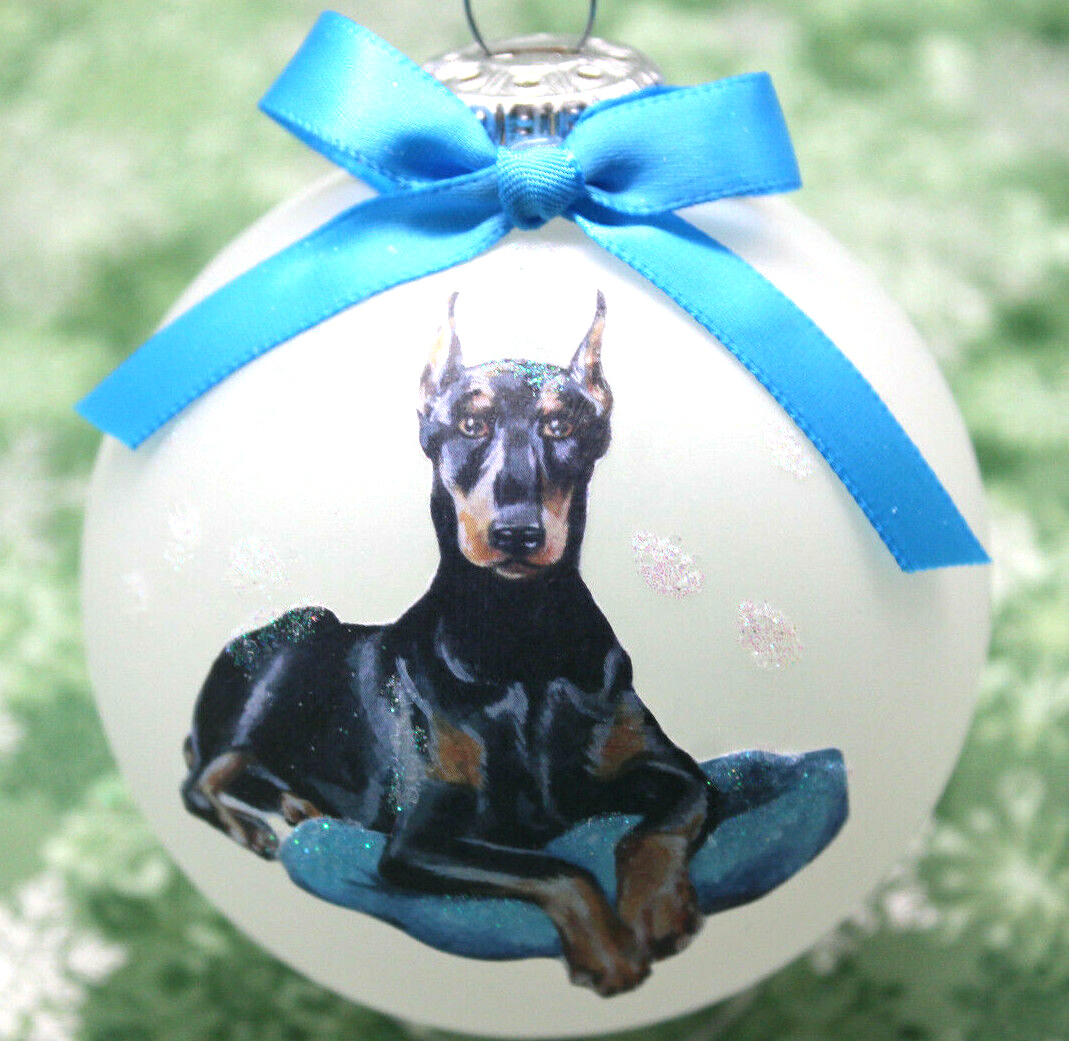 D259 Hand-made Christmas Ornament dog Doberman Pinscher - regal laying pillow