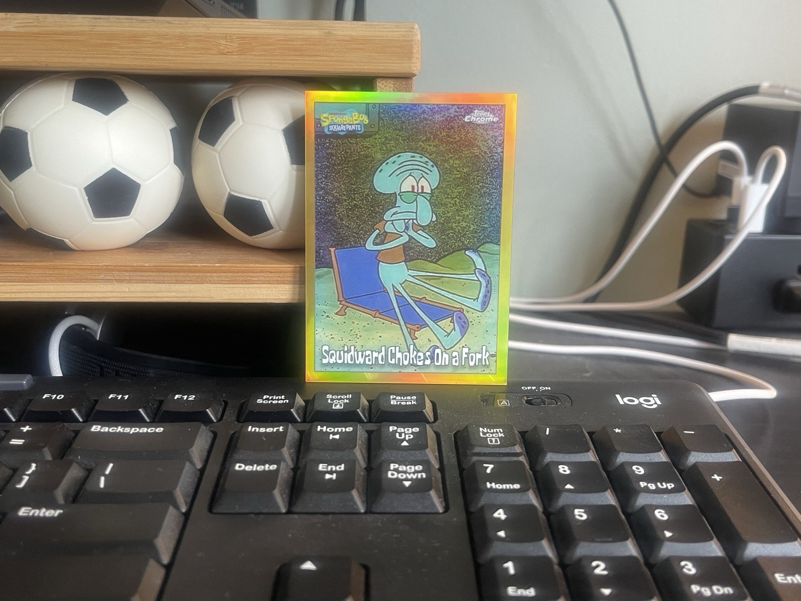 2025 Topps Chrome Spongebob #90 Squidward Chokes on a Fork TRUE Gold /50