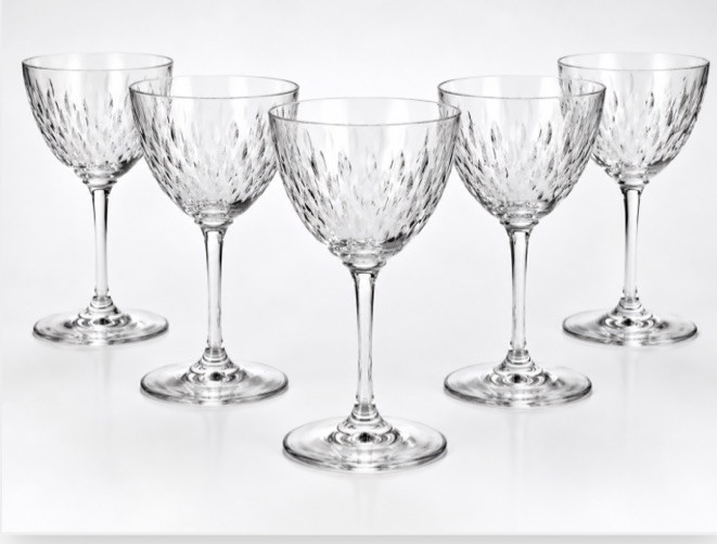 Baccarat Paris Crystal Wine Glasses Set of 5 Signed  Excellent Condition 