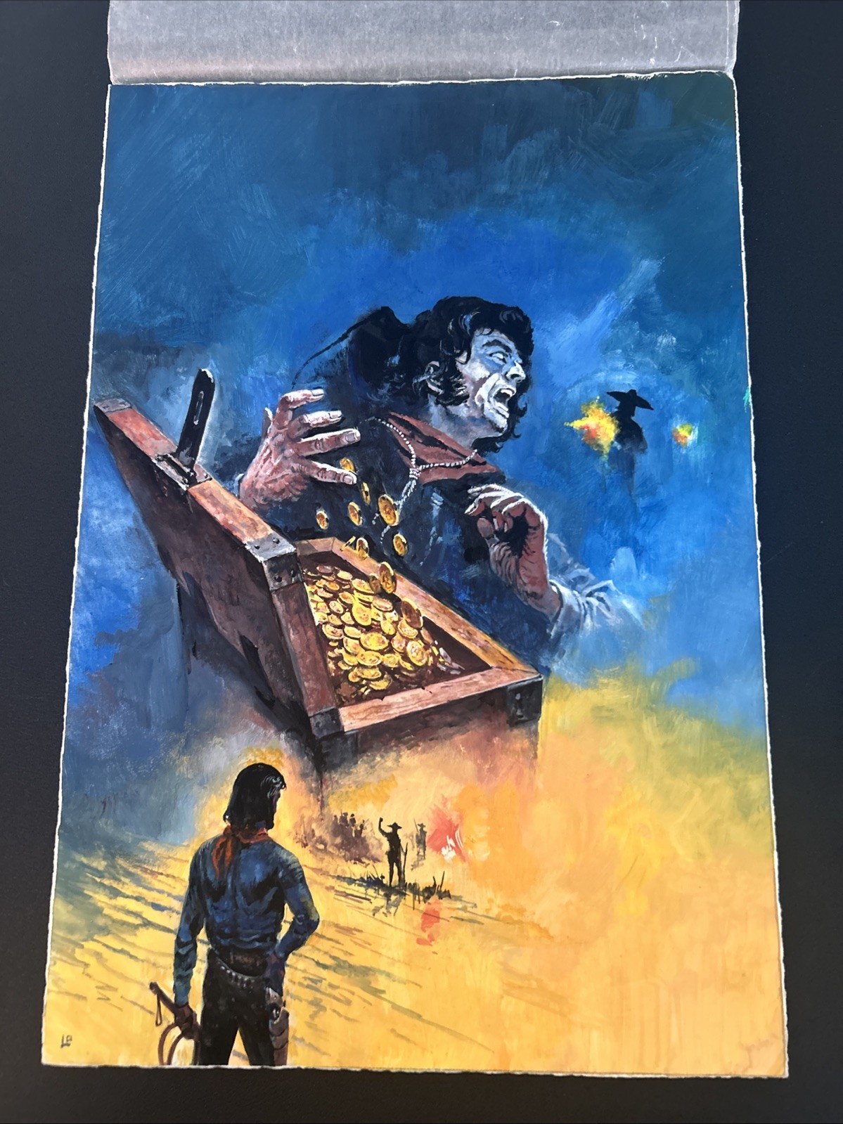 ORIGINAL Lonati Western King #477 Cover Art German Pulp Painting Cowboy Genre