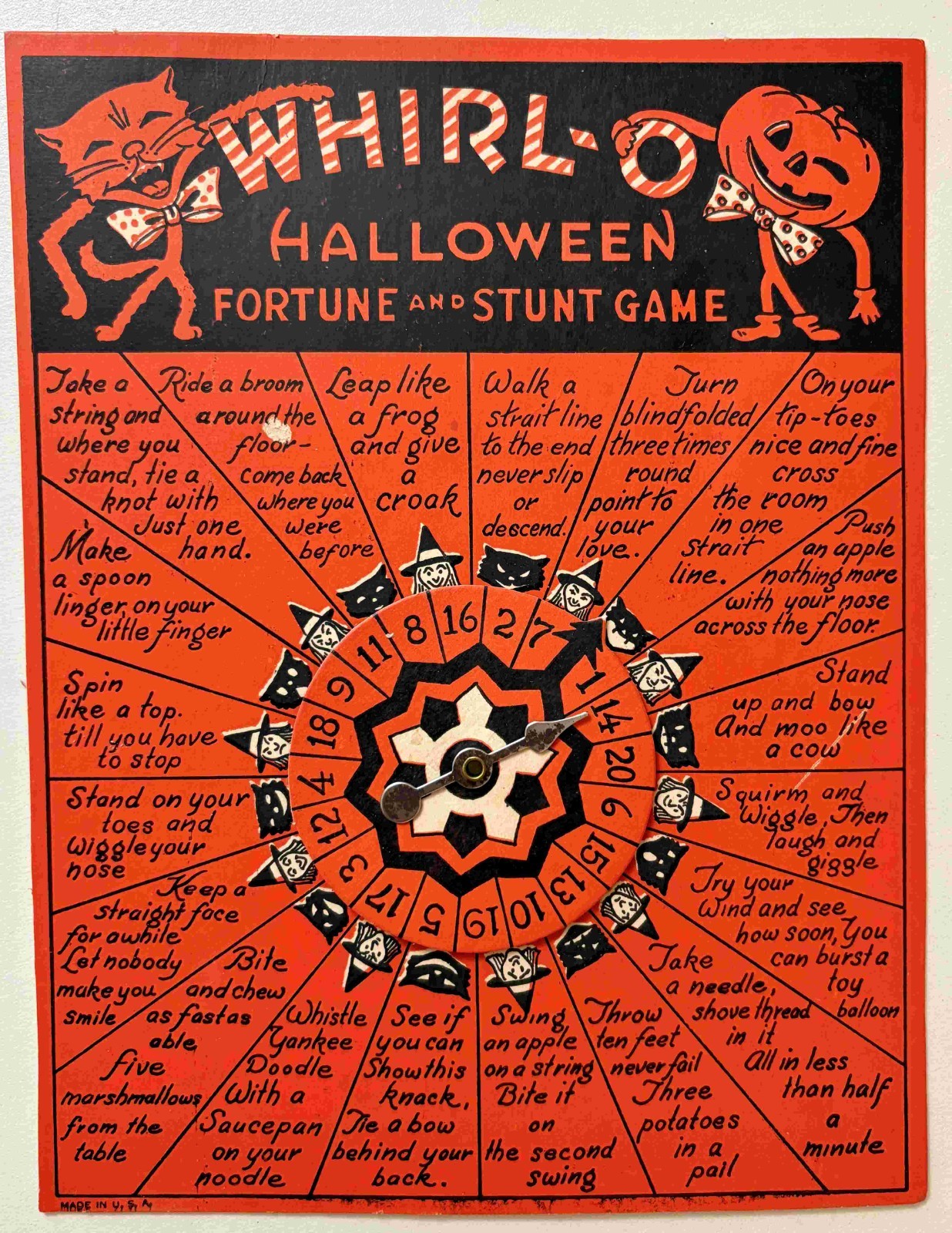 Vintage Whirl-O Halloween Fortune and Stunt Spinner Game ~ by Sandra Pearl