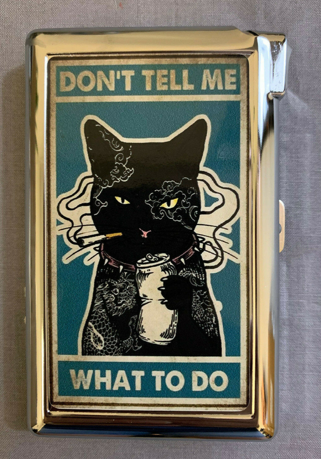 Don't Tell Me What To Do Cat Cigarette Case with lighter ID Holder Wallet 
