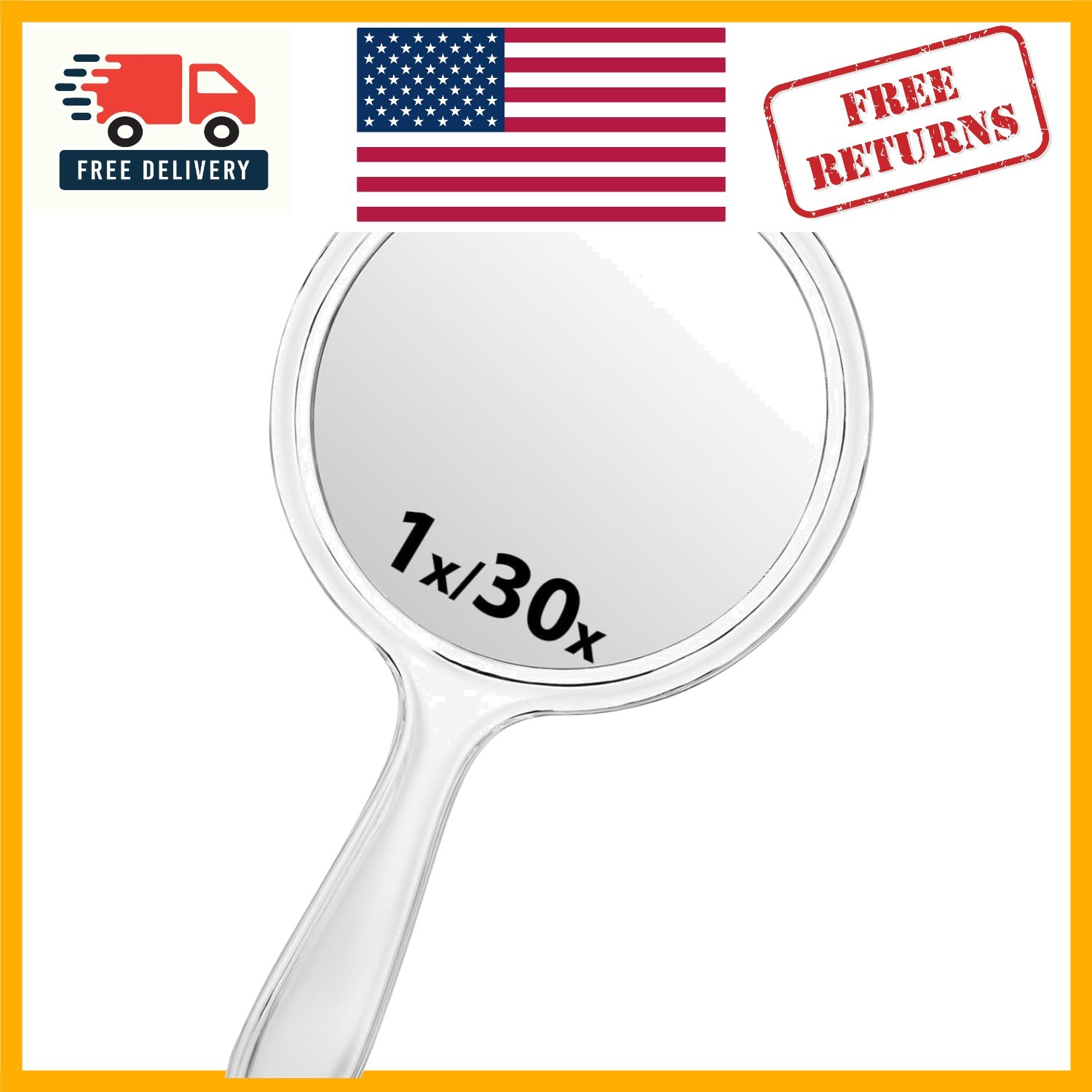 Elegant Double-Sided 1X/30X Magnifying Hand Mirror – Perfect for Makeup