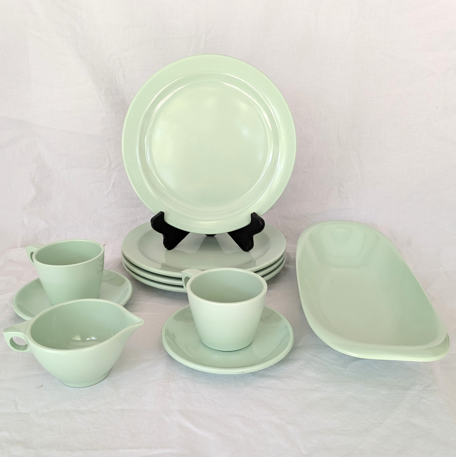 Vintage Boonton Ware Melamine Mint Green Dish Set Circa 1950s - Lot of 10