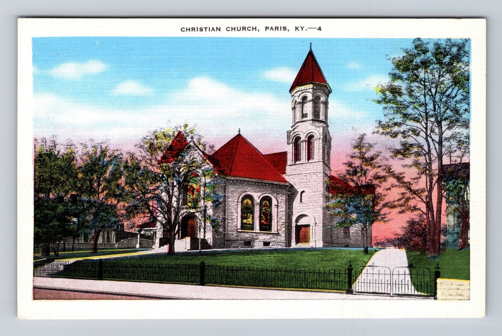 Paris KY-Kentucky, Historic 1902 Christian Church, Antique Vintage Postcard