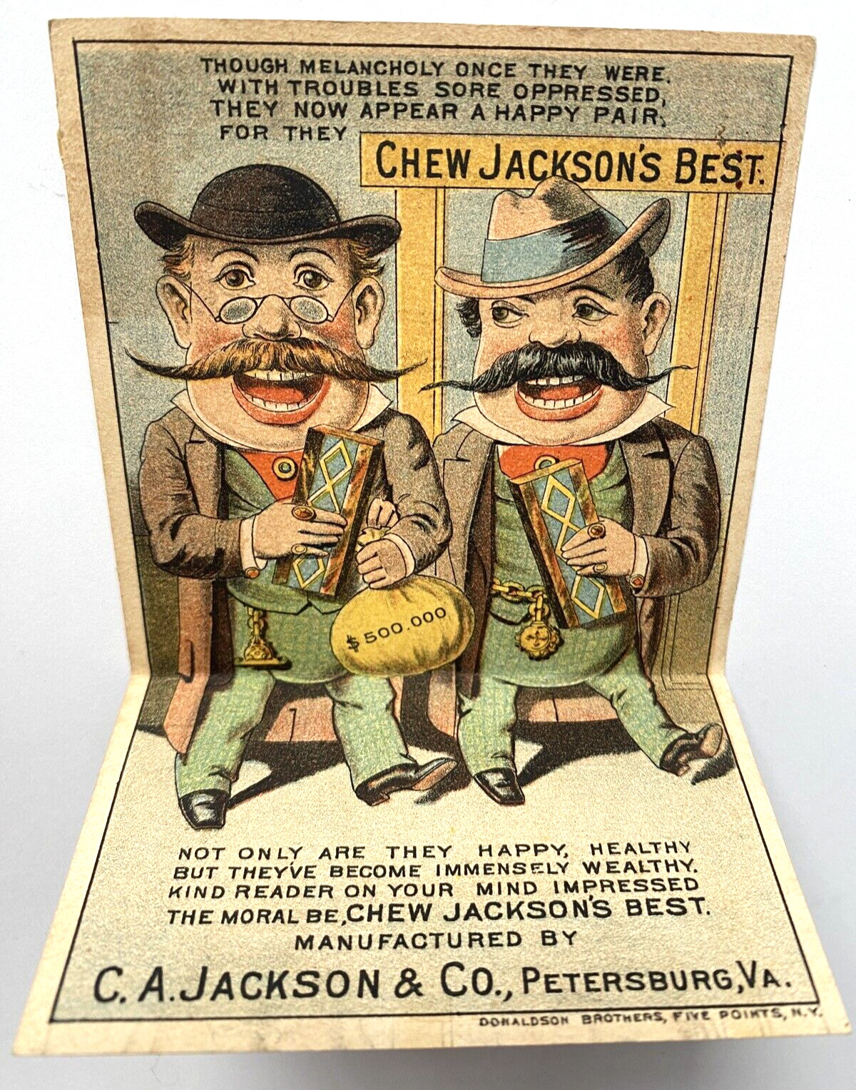 1880\'S Mechanical Victorian Advertising Trade Card Jackson\'s Best Tobacco