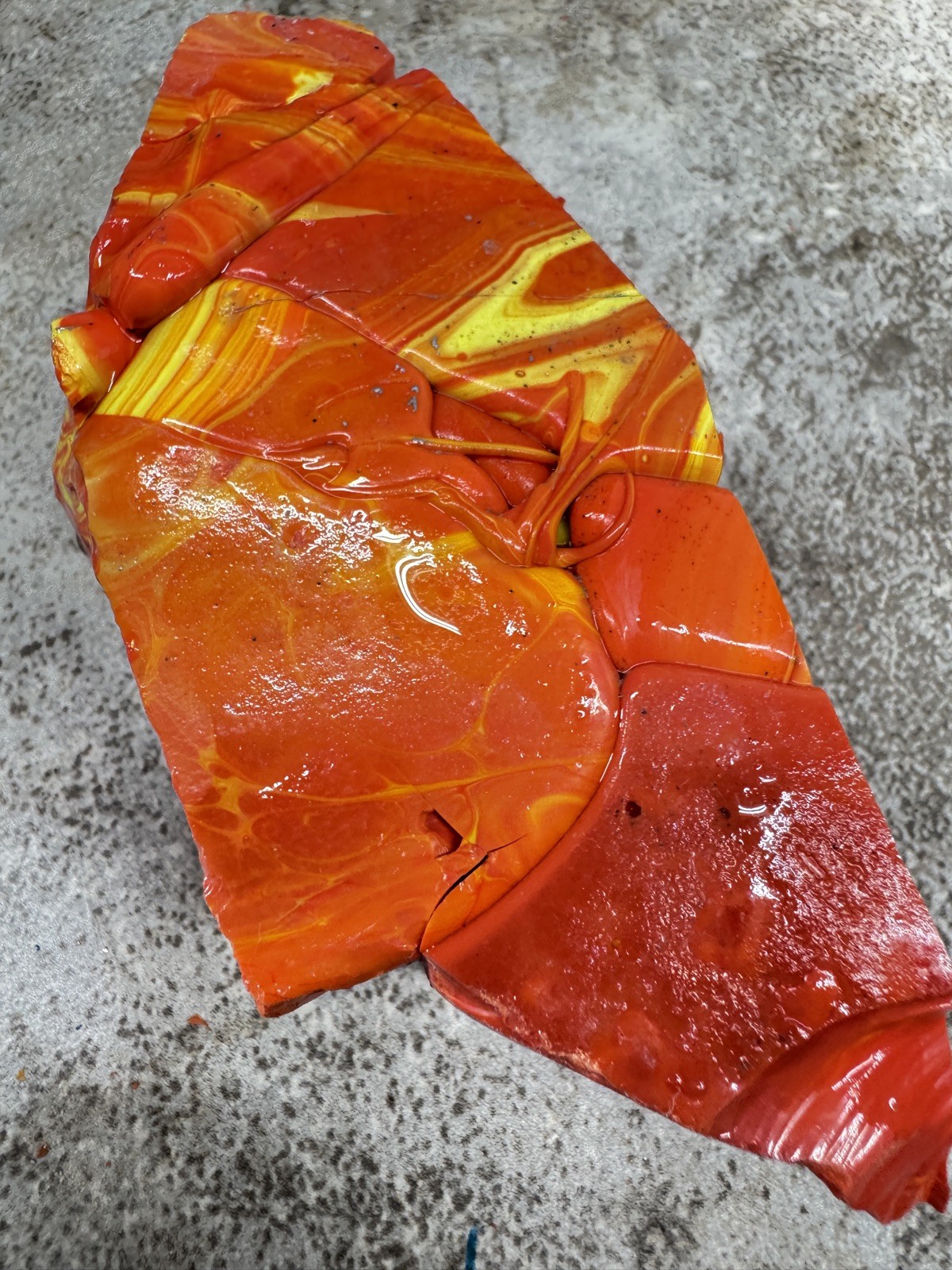 Bright red Rosarita with yellow stripes 