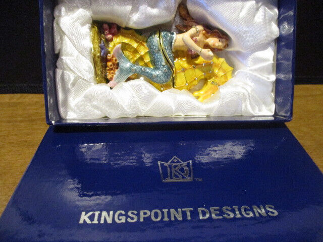 Kingspoint Designs Enamel & Bejeweled Crystal Seahorse Trinket Box & Necklace