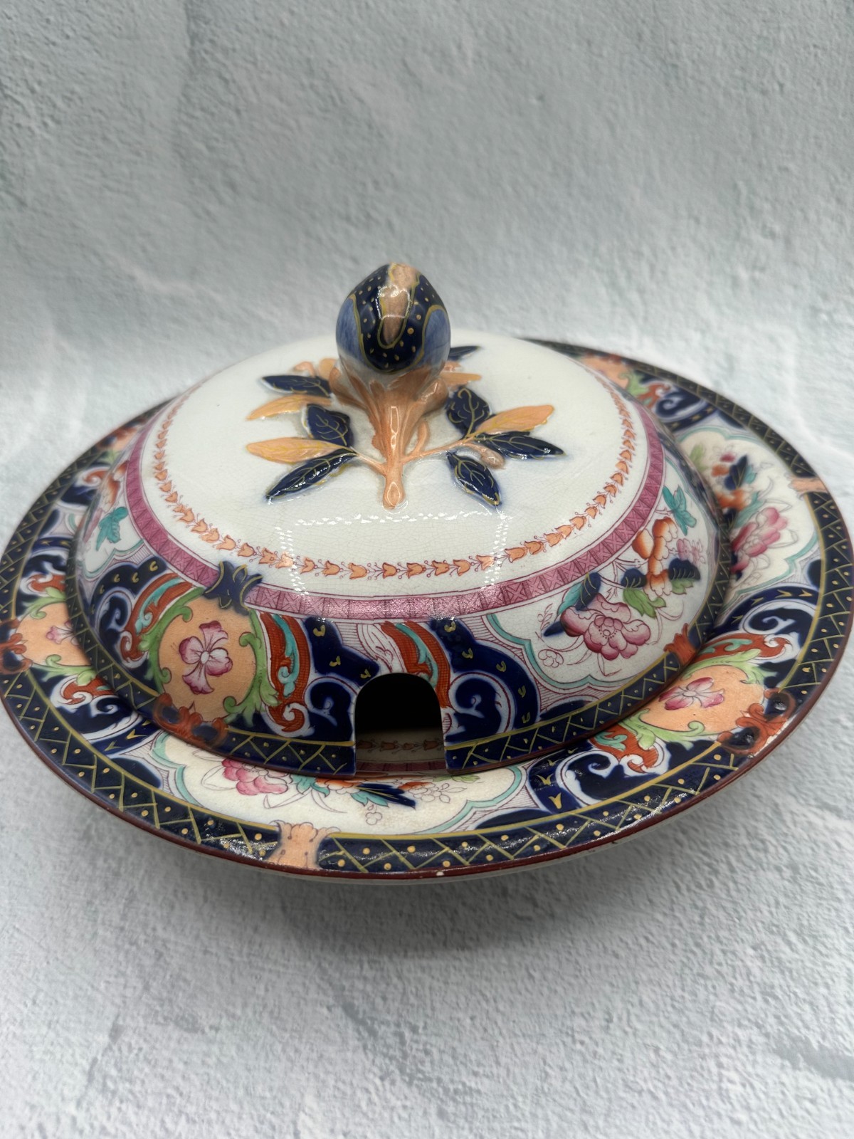 Antique c1820s English Staffordshire Imari Tureen & Stand Ridgway Attrib