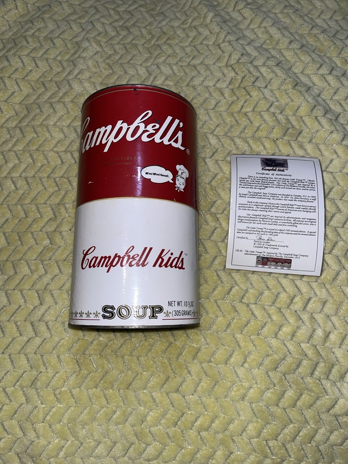 Campbell\'s Campbell Kids Advertising Tin Can 1995 Red/White w/ Certificate