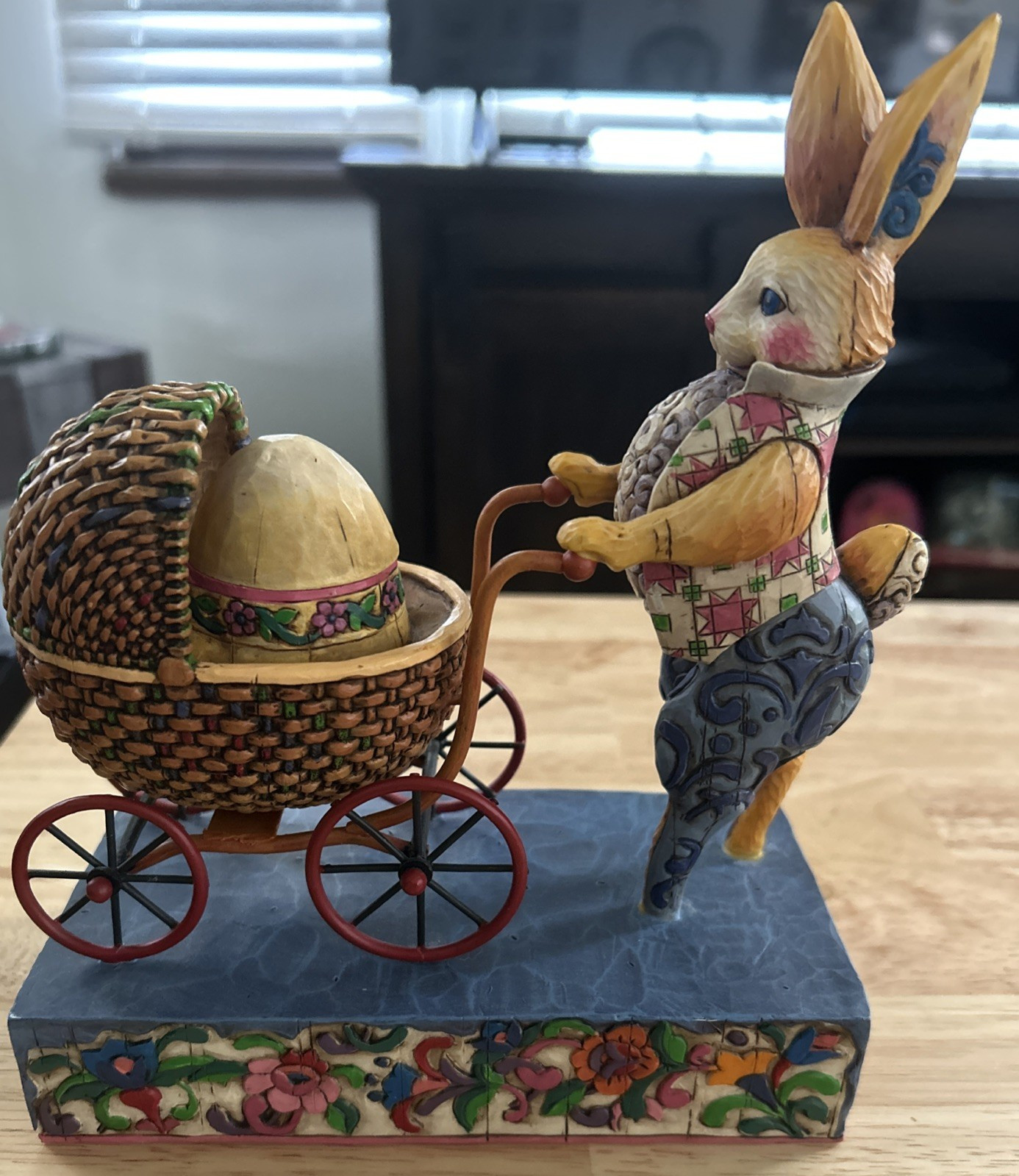 Jim Shore You're A Good Egg ~ Easter Bunny Pushing Stroller Figurine 2004 VTG