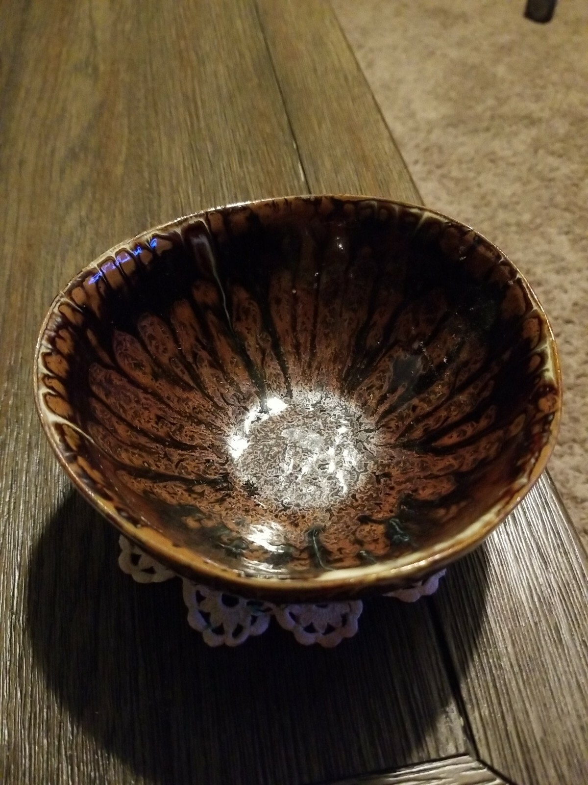  Drip Glaze Pottery Oval Bowl Dish brown Planter