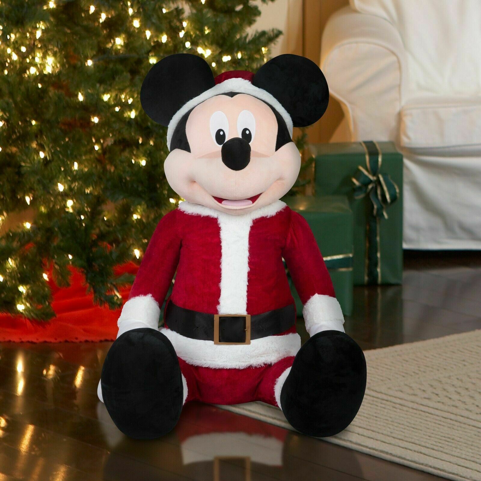 Mickey Mouse 2.6 Ft Life Size Animated Singing Christmas Disney Santa Gemmy
