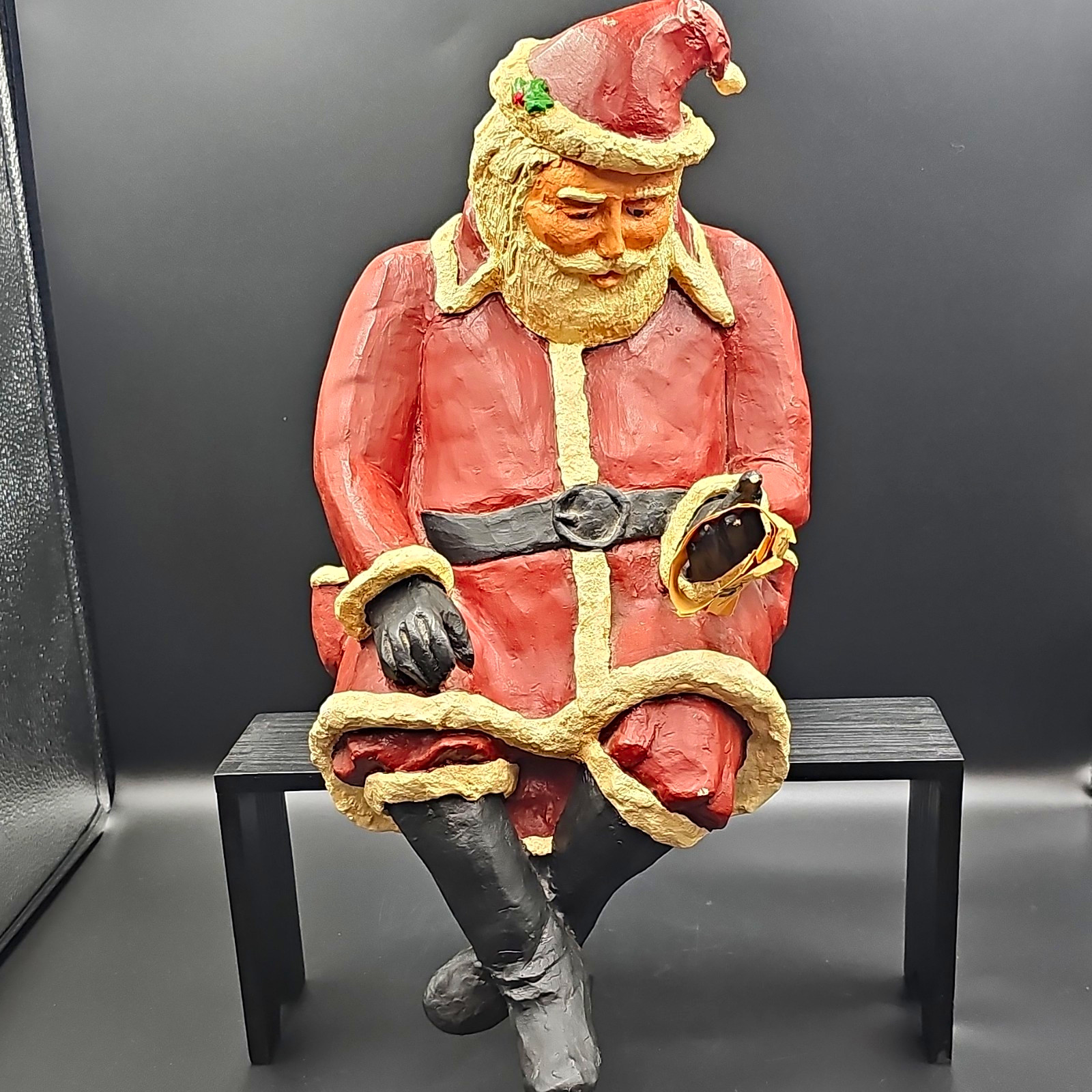 Vintage Frank Creech Signed Santa Claus  Shelf Sitter  Sculpture 1984 