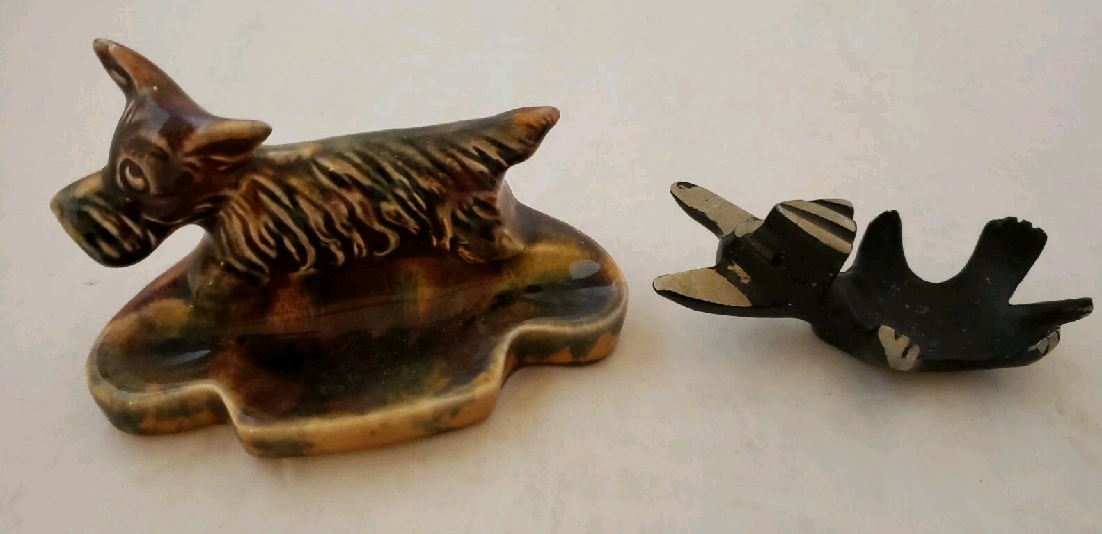 Two Vintage Scottie Scotty Terrier Dog Ashtray Dish Germany Decor RARE 