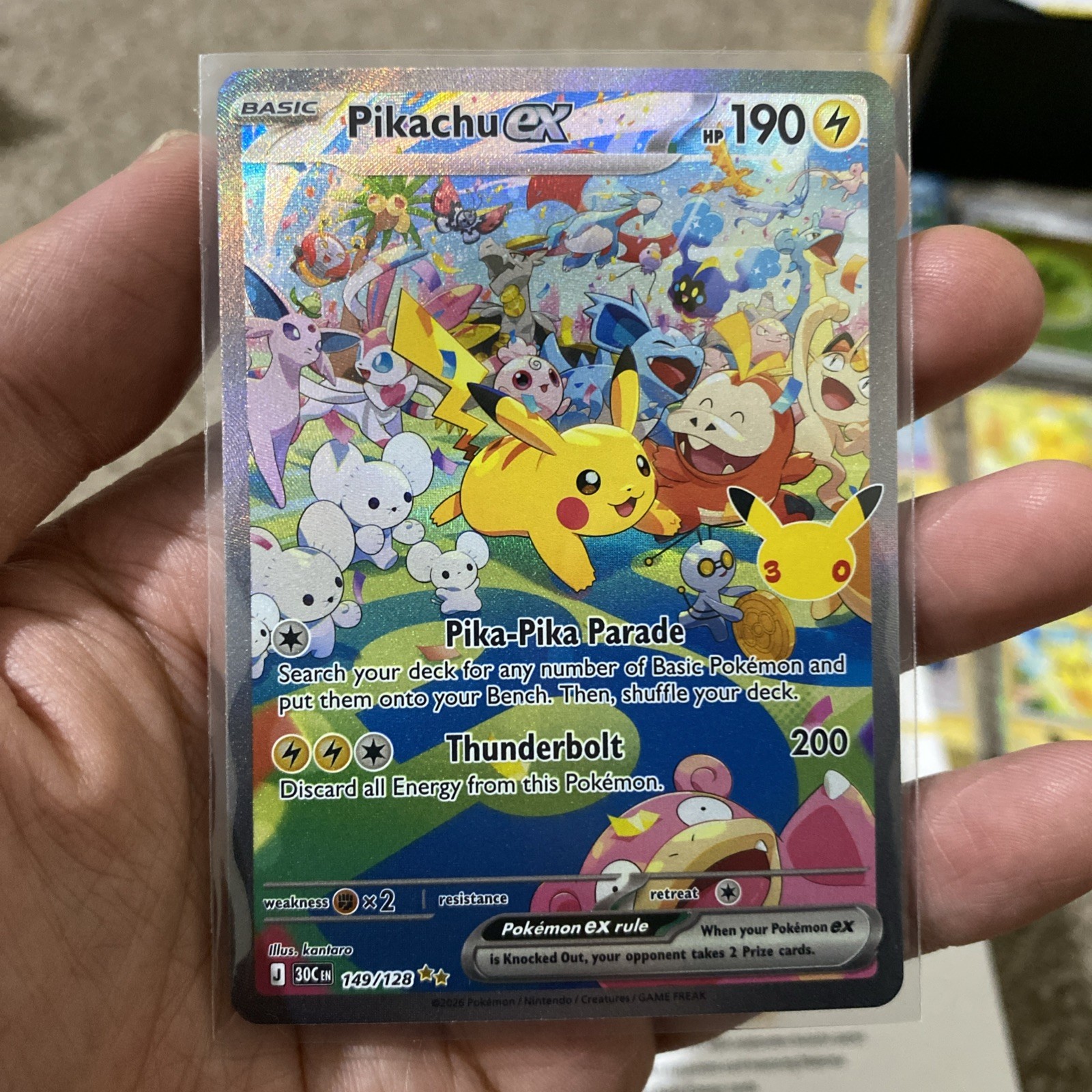 Pikachu ex 149/128 30th Anniversary Special Illustration Rare (SIR) In Hand MINT