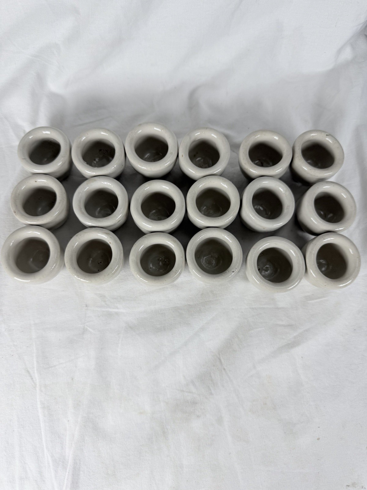 Set 18 Vtg French Escargot Pots Ceramic Snail Cups Condiment Pinch Bowls Rustic