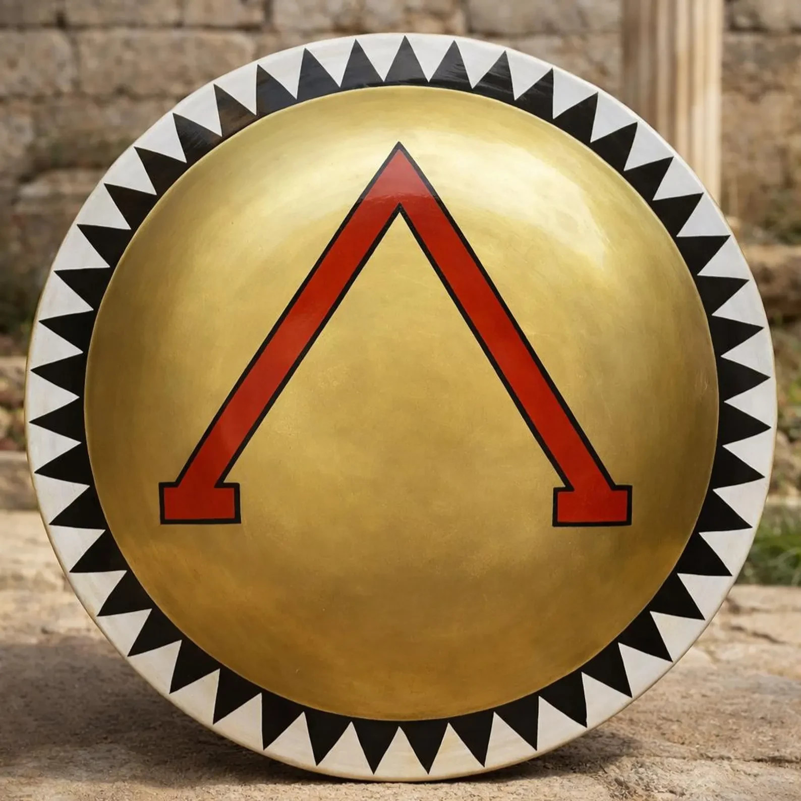 36 Inch Wooden Spartan Shield | Lambda Symbol Handmade Greek Hoplite Shield Gift