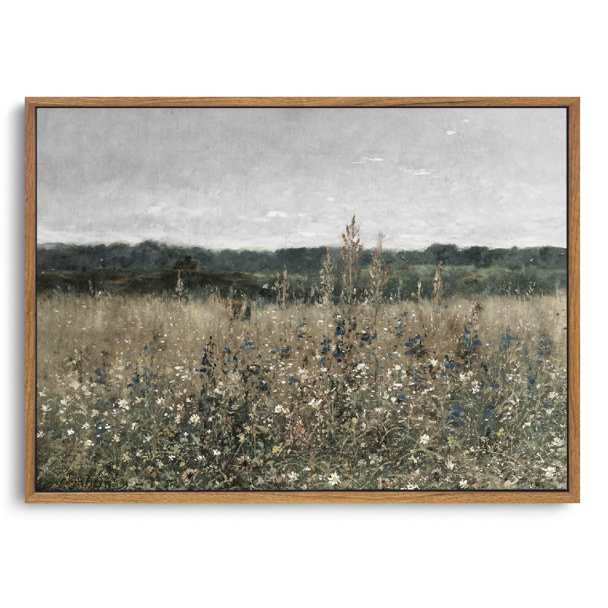 Oiqartoiq Vintage Framed Wall Art Wildflower Field Meadow Canvas Art Prints
