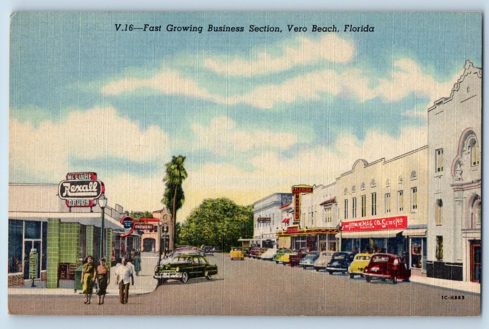 Vero Beach Florida FL Postcard Fast Growing Business Section c1940's Vintage