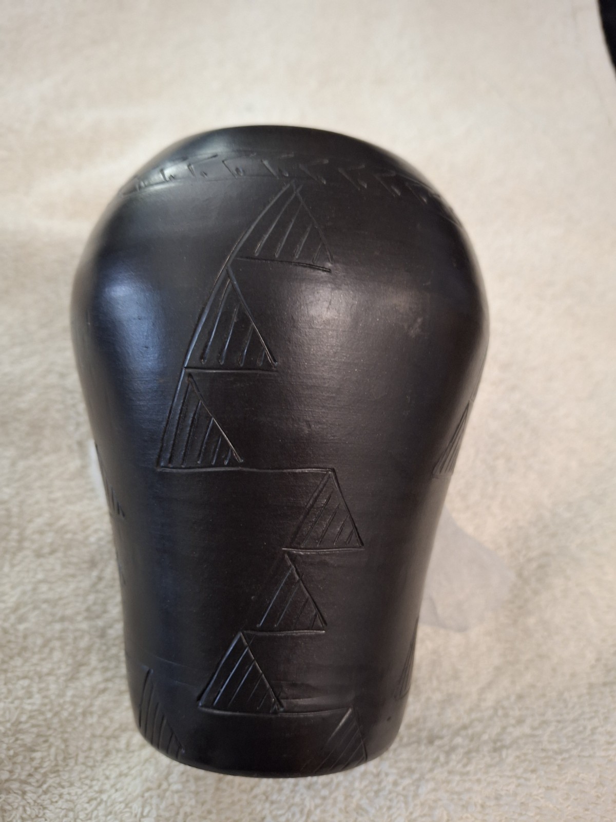 Louise Bigmeat Maney Cherokee NC Blackware Pottery Jar Hand Coiled Signed Vase