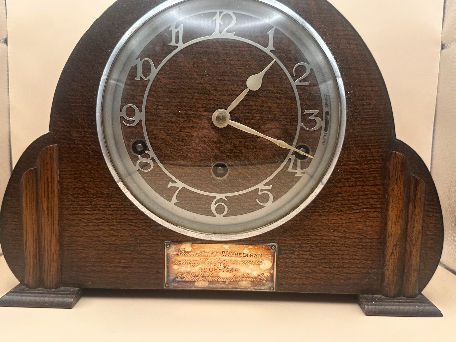 Vintage Garrard Art Deco Mantel Clock 8 Day Mechanical Made England 1946