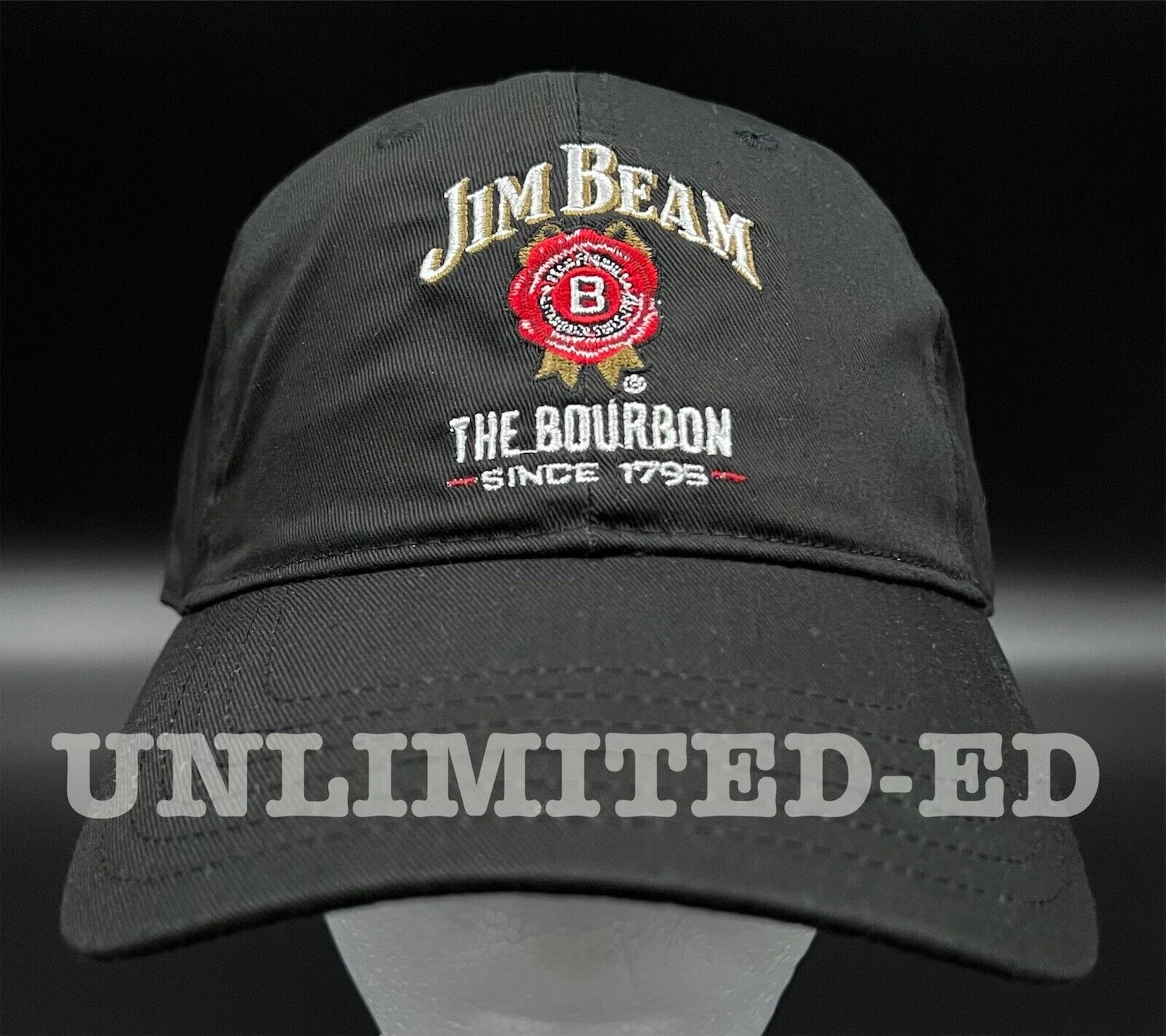 Jim Beam Hat BRAND NEW Black Trucker Cap Back Strap Bourbon Whiskey 1795 JB