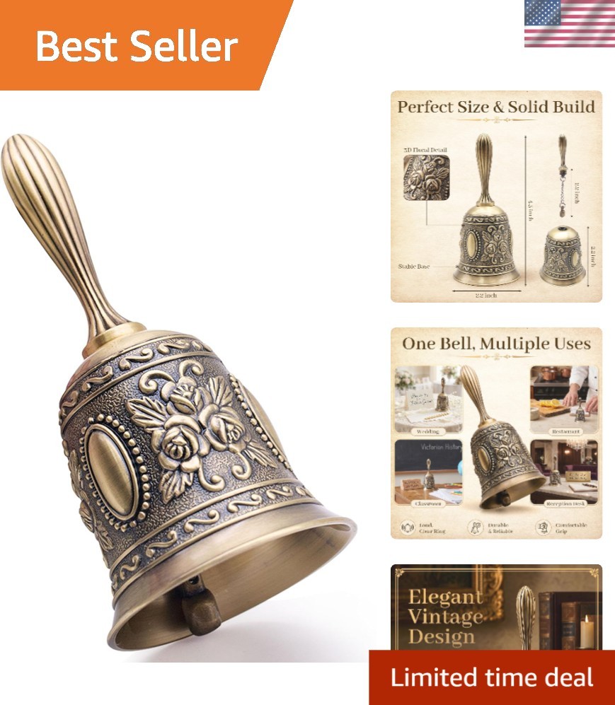 Elegant Vintage Brass Hand Bell - Perfect for Weddings, Parties, and Home Decor
