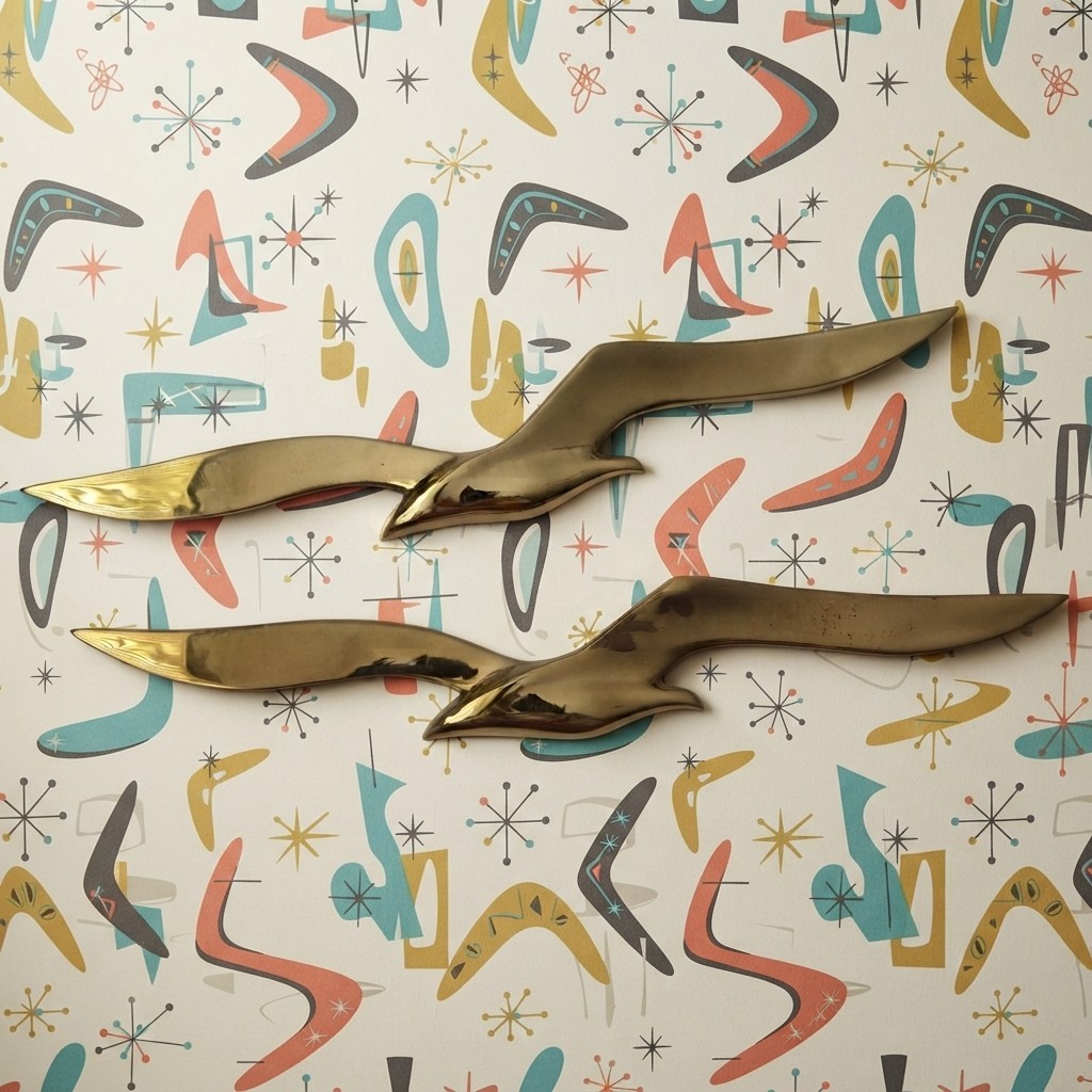 Brass Flying Seagulls Birds Vintage Wall Hanging Mid Century Modern MCM 25