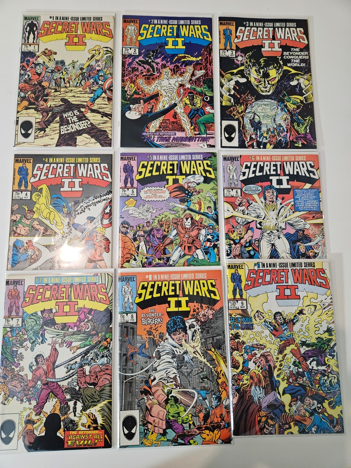 SECRET WARS II #1-9 complete 2nd series 1985 Marvel Comics Wolverine X-Men Byrne