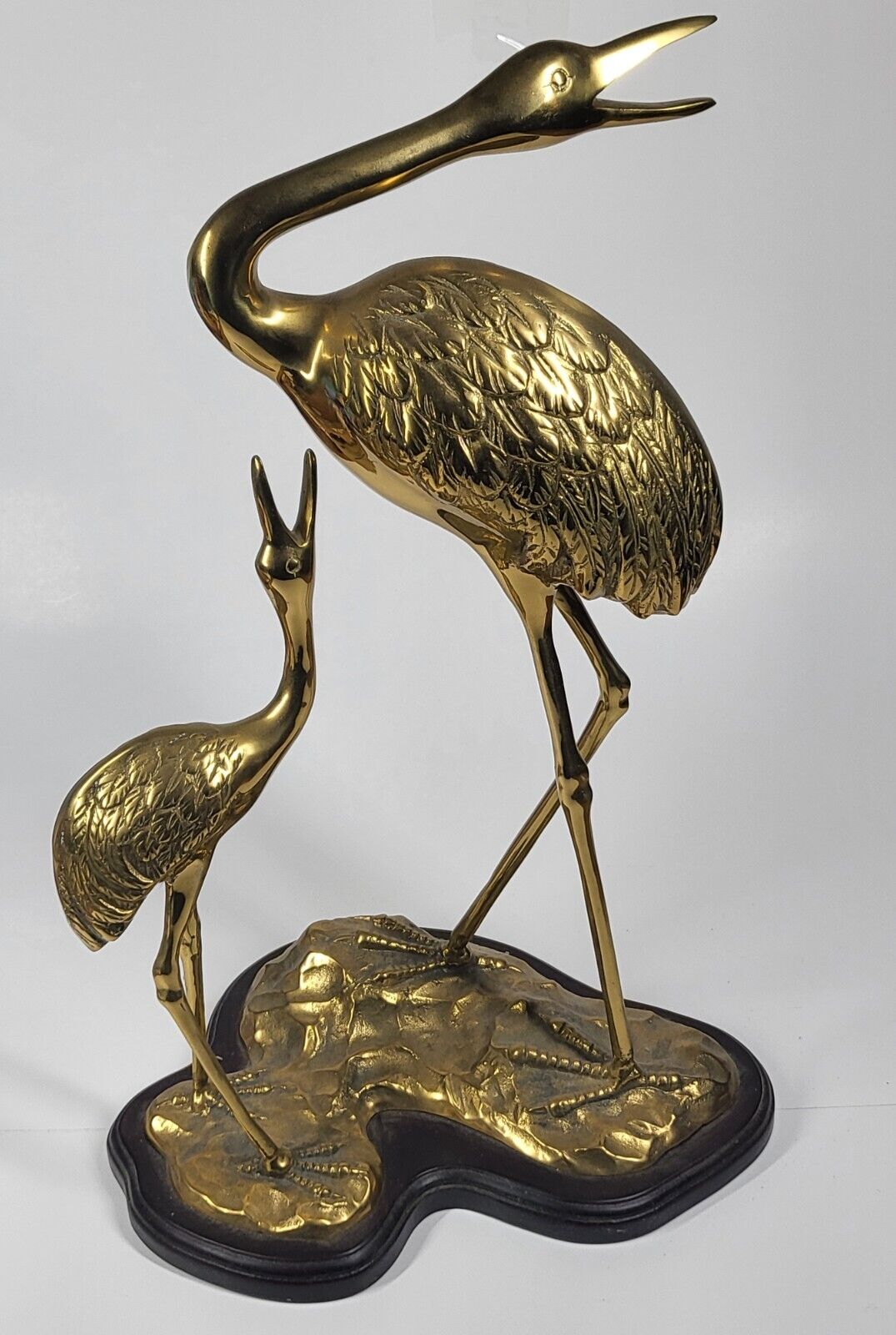 Brass Cranes Birds Heron Sculpture Vintage MCM 17\