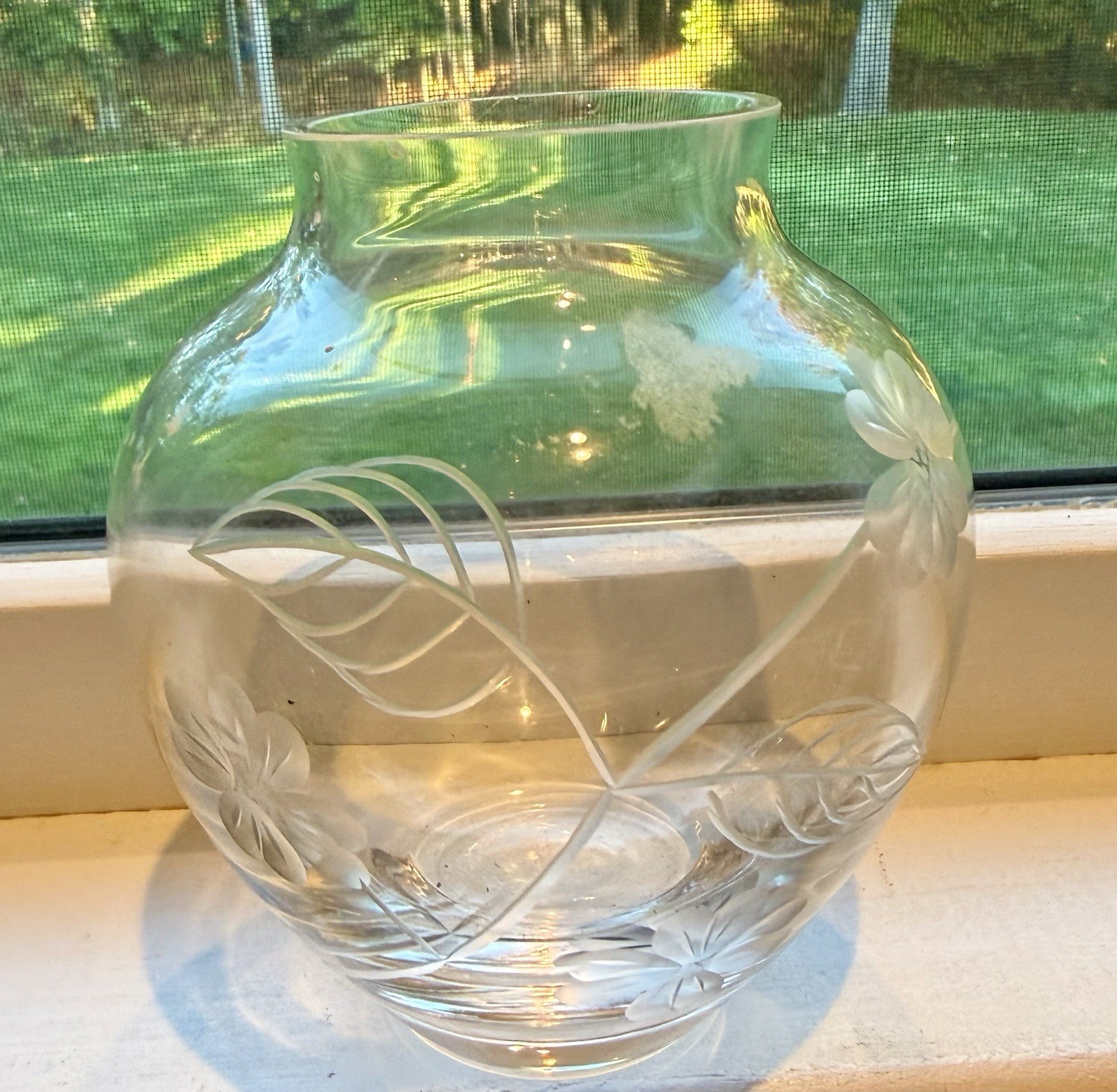 Lenox Crystal Etched Chrysanthemum Vase